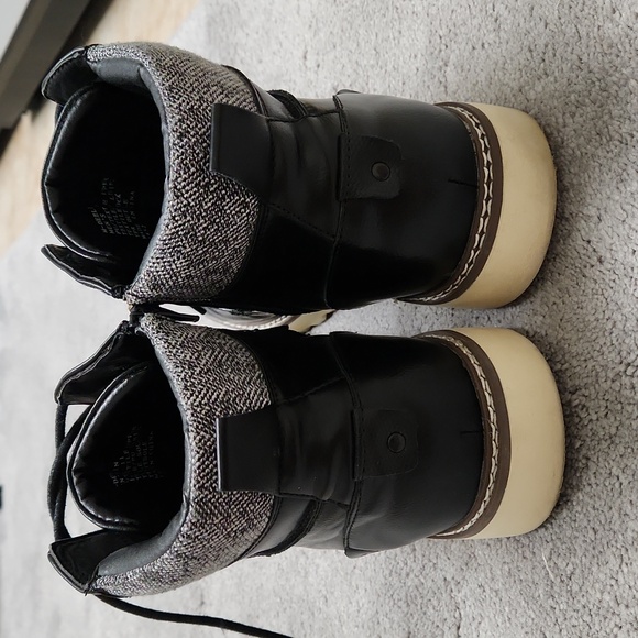 Steve Madden Black Boots Deelin Sz 11 Side Zipper & Lace Up - Picture 3 of 13